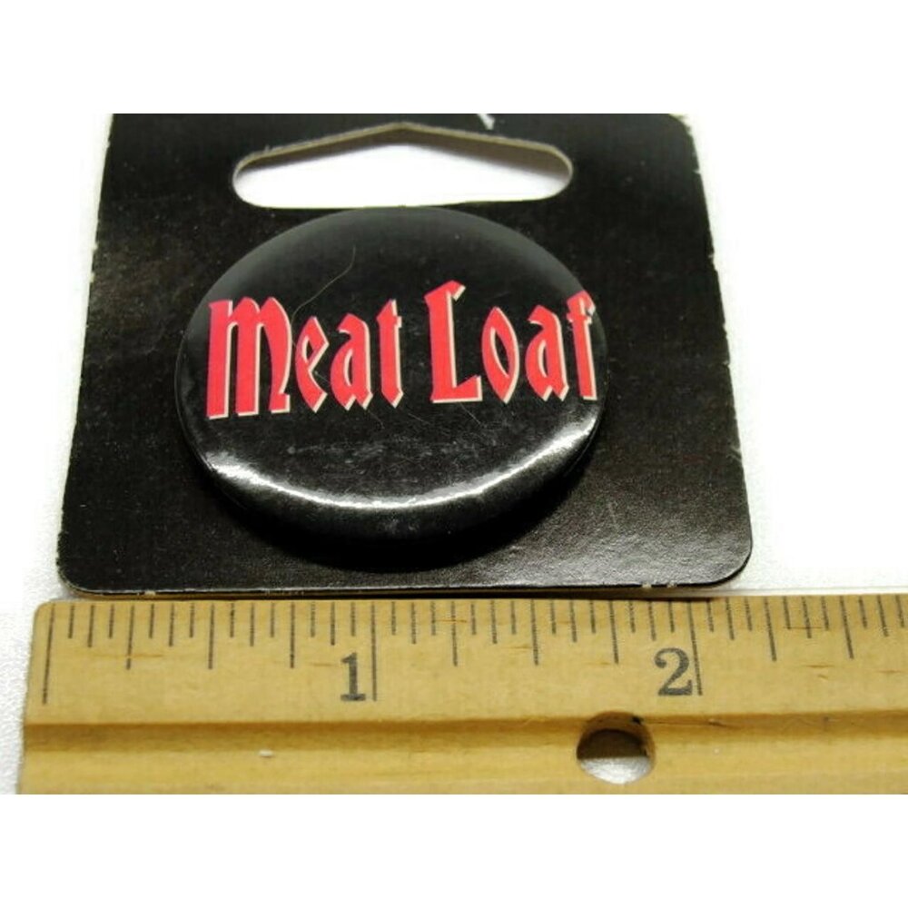 Meat Loaf Promotional Button Pin With Retro Gothic Font New In Packaging 1.25" D